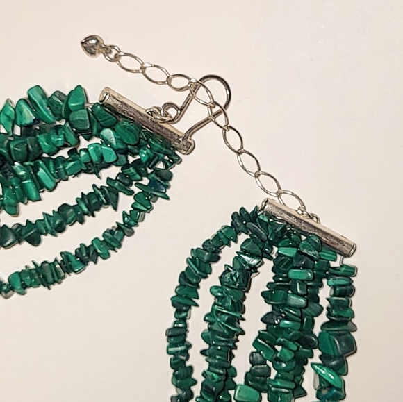 JAY KING MALACHITE 7-STRAND NECKLACE - STERLING SILVER CLASP - Picture 5 of 9